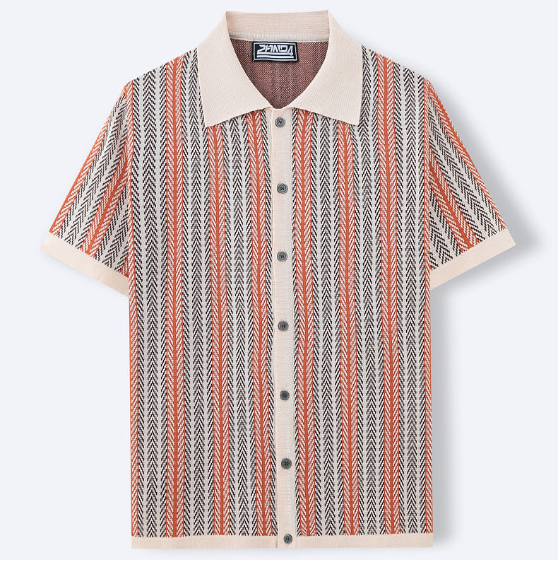 Men's Retro Vibe Button-Up Knit Shirt