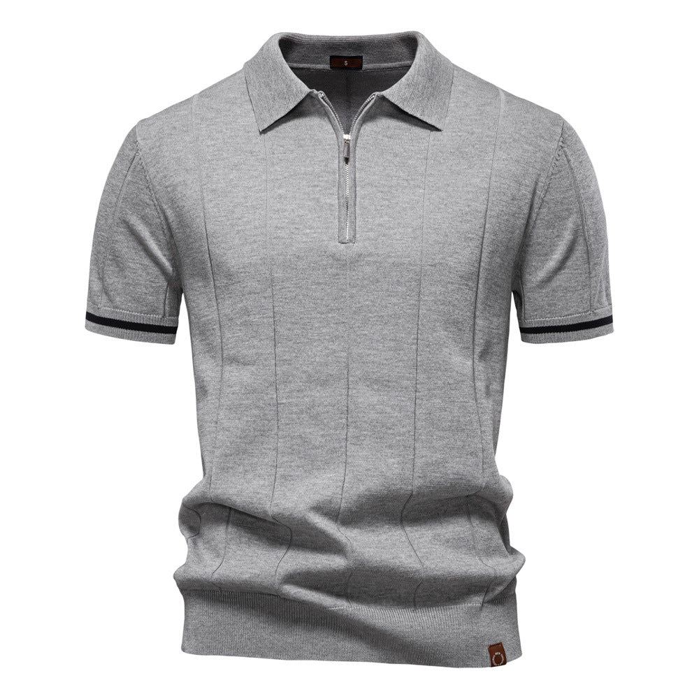 Men’s Retro Zip-Up Knitted Polo Shirt