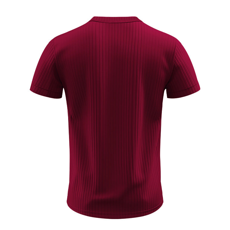 T-shirt Henley a Coste da Uomo a Maniche Corte