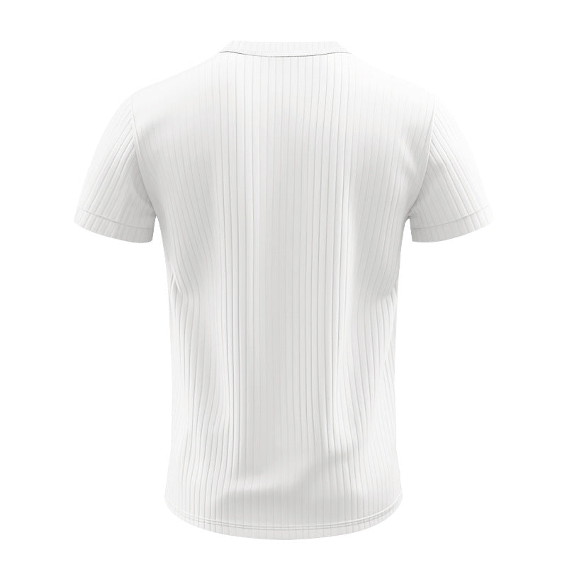 T-shirt Henley a Coste da Uomo a Maniche Corte