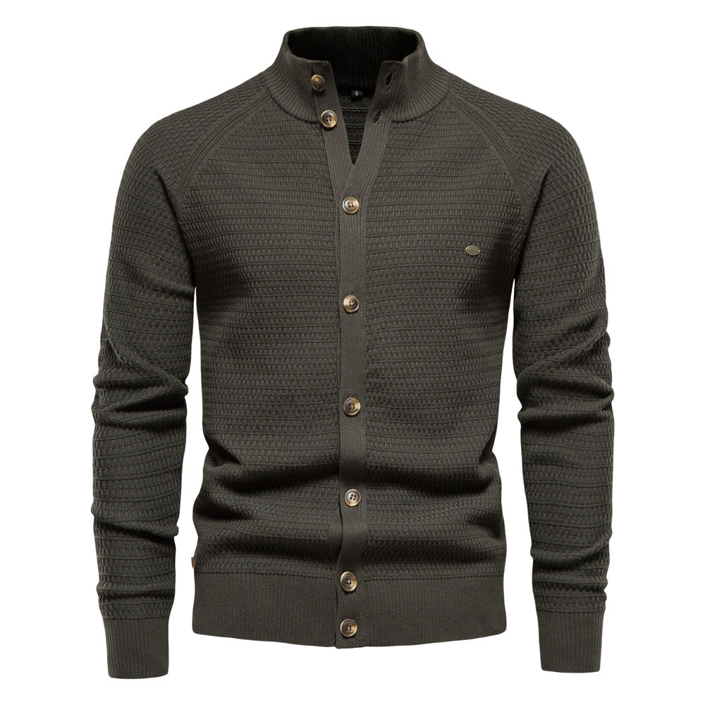 Men’s Stylish Button Placket Knit Sweater