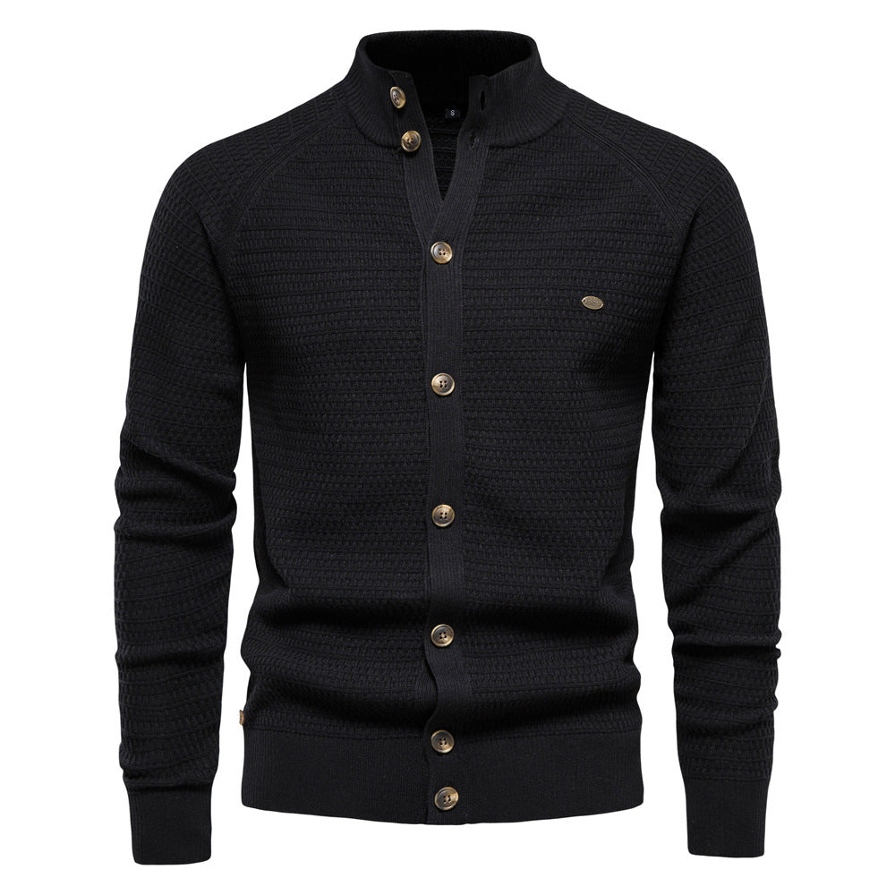 Men’s Stylish Button Placket Knit Sweater