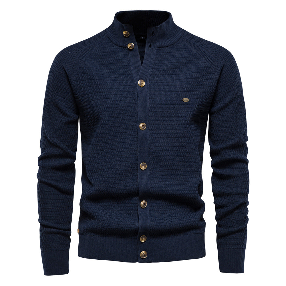 Men’s Stylish Button Placket Knit Sweater