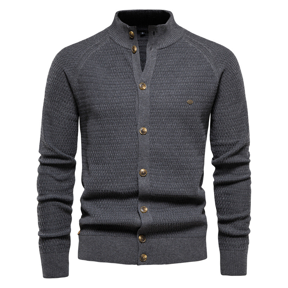 Men’s Stylish Button Placket Knit Sweater