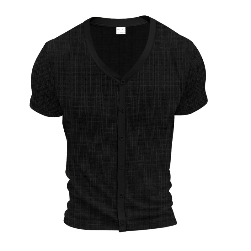 T-shirt Henley à Col V Élégant pour Homme