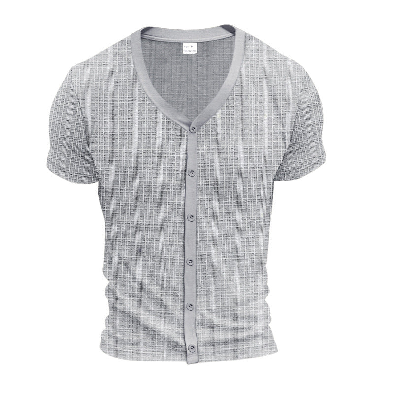 T-shirt Henley à Col V Élégant pour Homme