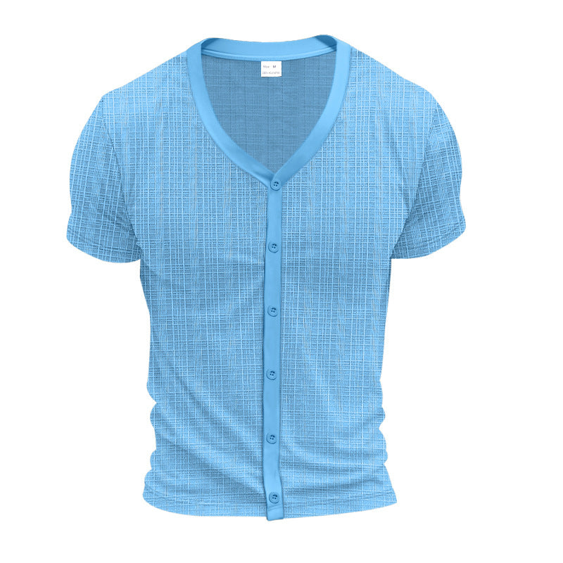 T-shirt Henley à Col V Élégant pour Homme