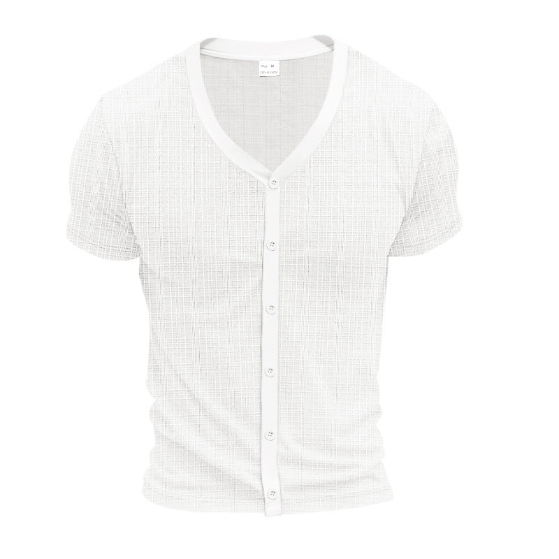 T-shirt Henley à Col V Élégant pour Homme
