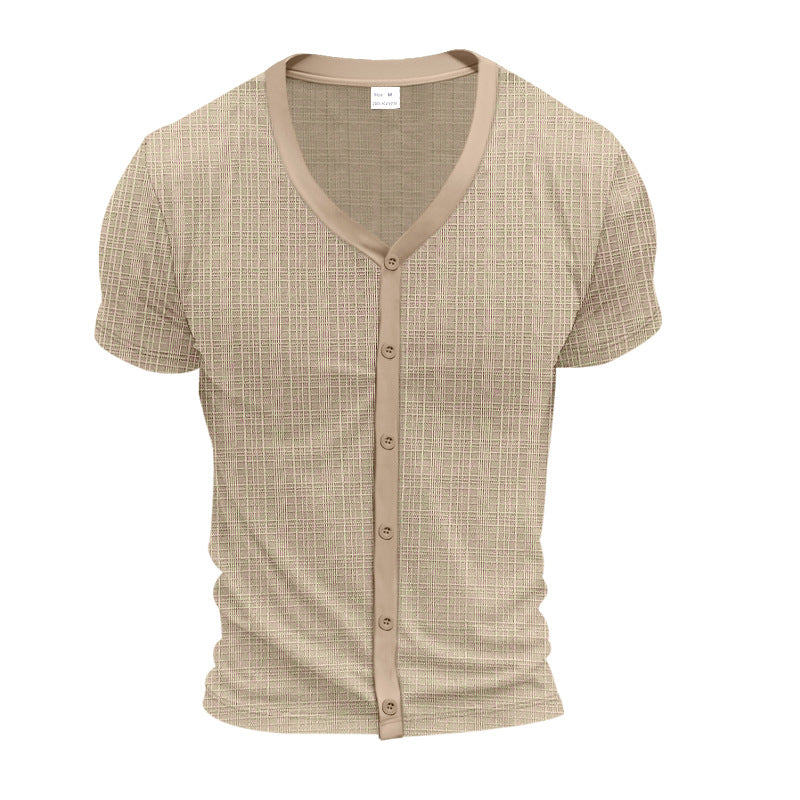 T-shirt Henley à Col V Élégant pour Homme