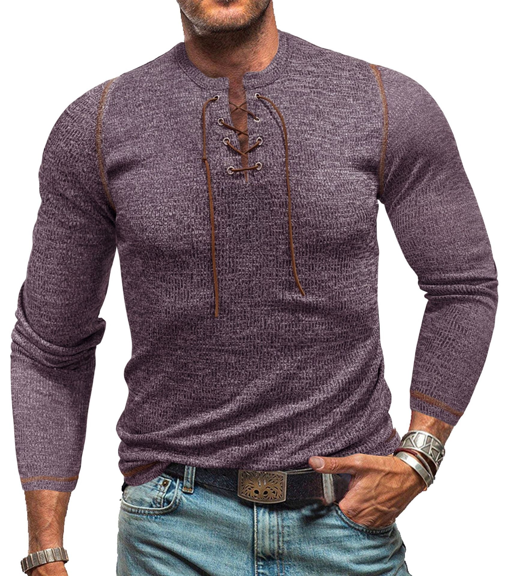 بلوفر رجالي أنيق محبوك برباط