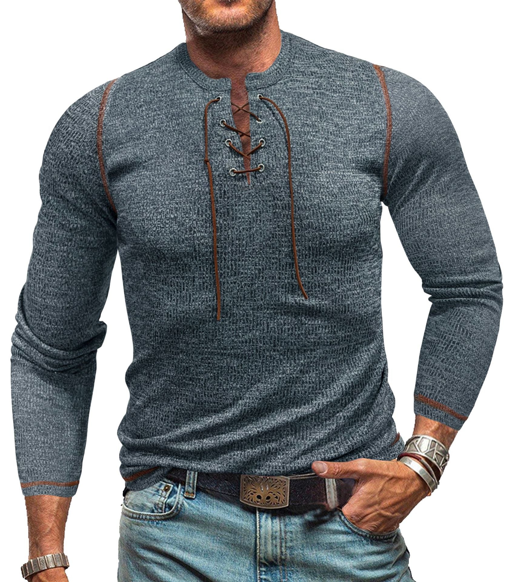 بلوفر رجالي أنيق محبوك برباط