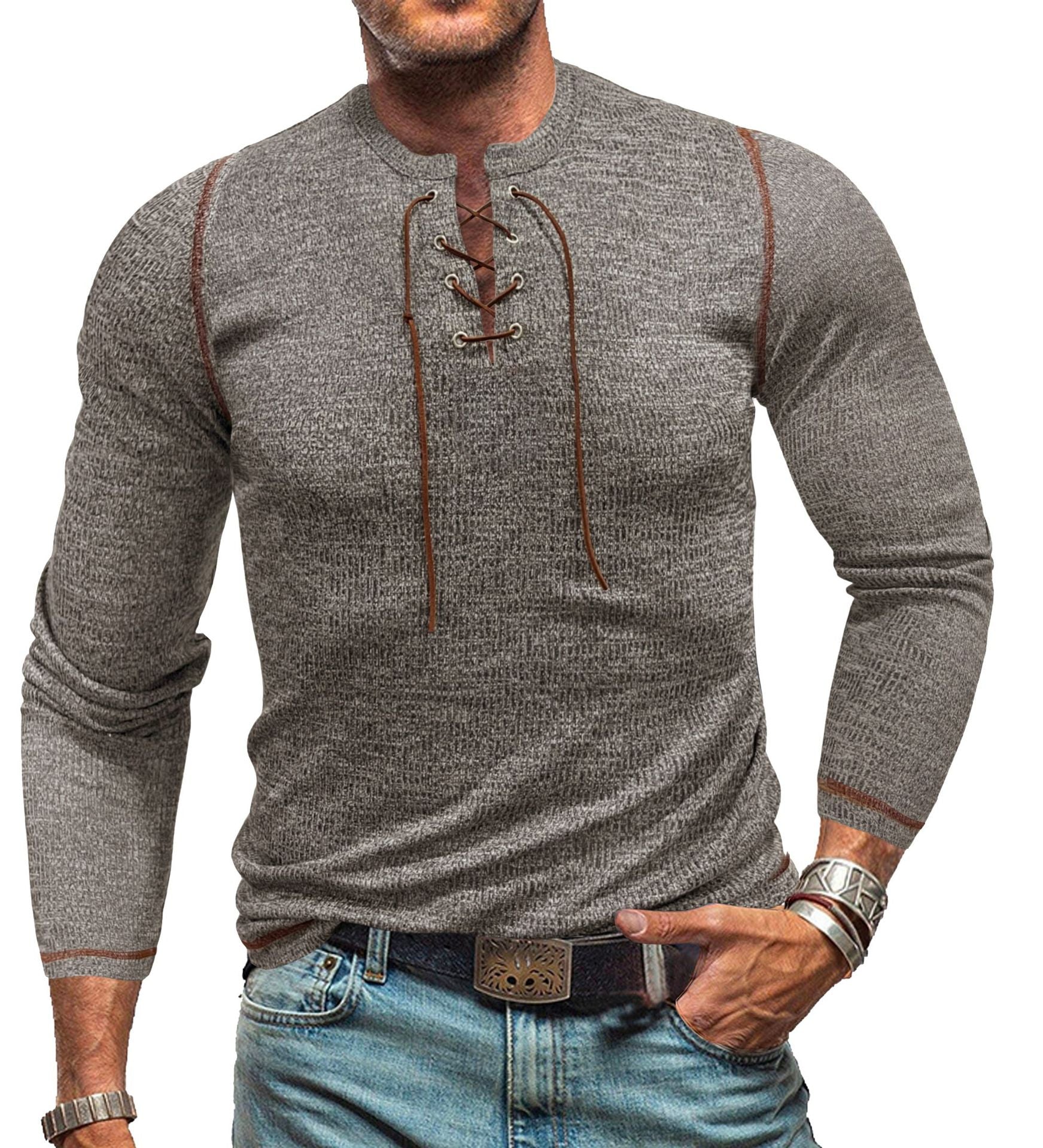 بلوفر رجالي أنيق محبوك برباط