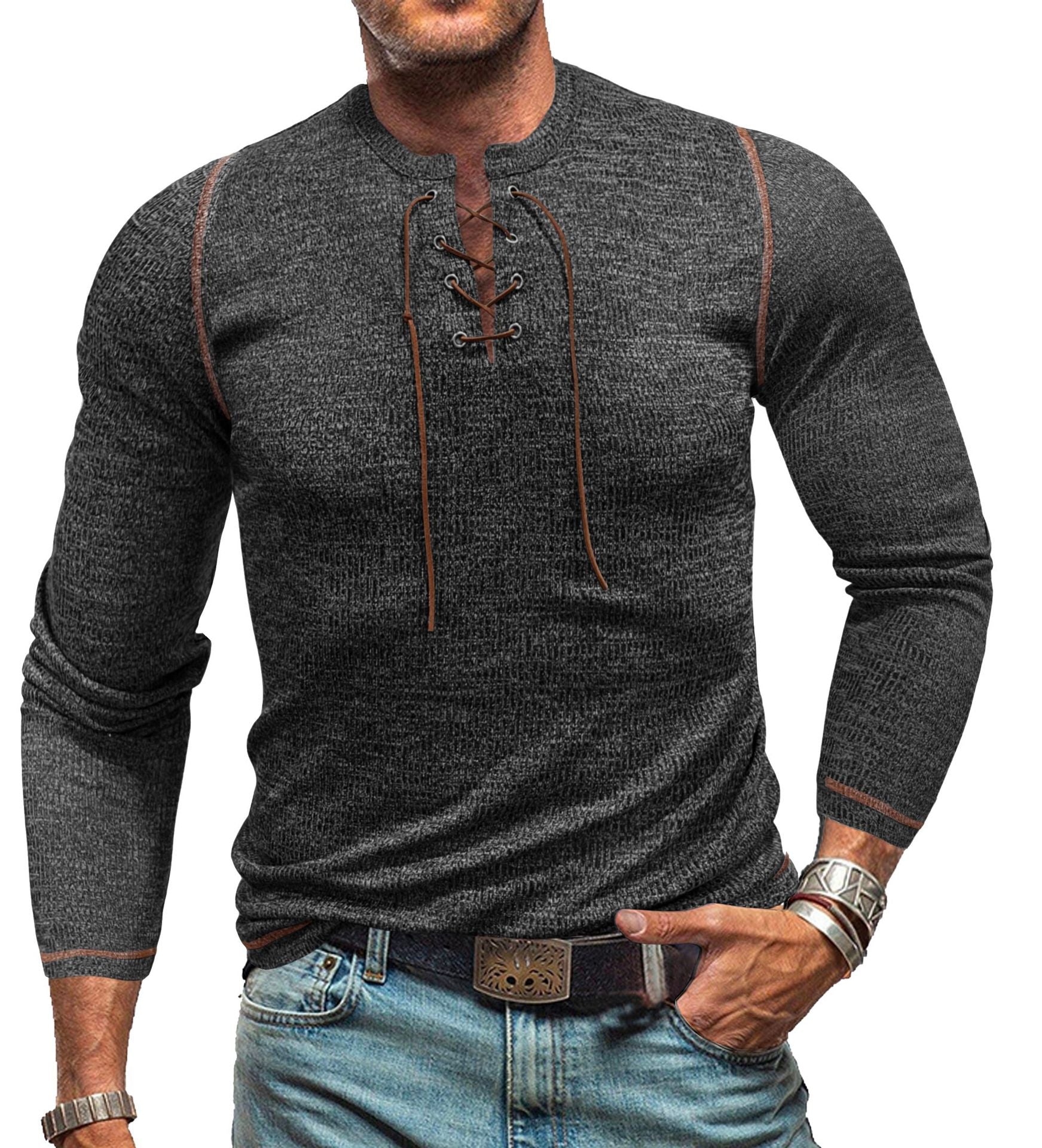 بلوفر رجالي أنيق محبوك برباط