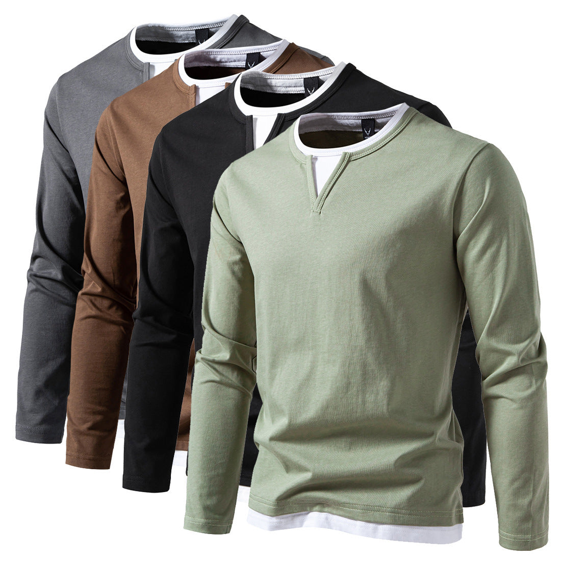 Men's Stylish Layered Collar Long Sleeve Shirt