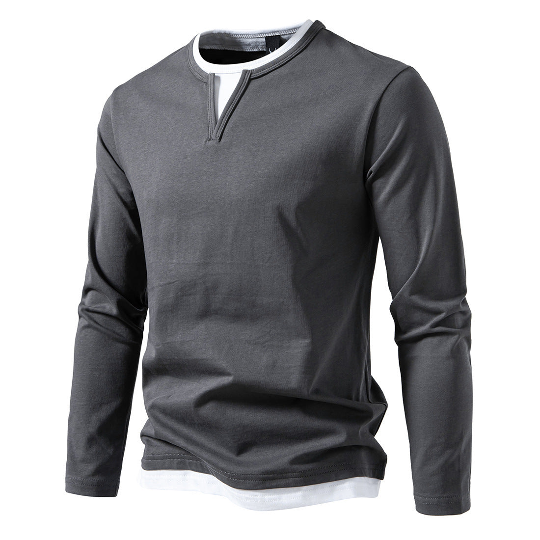 Men's Stylish Layered Collar Long Sleeve Shirt