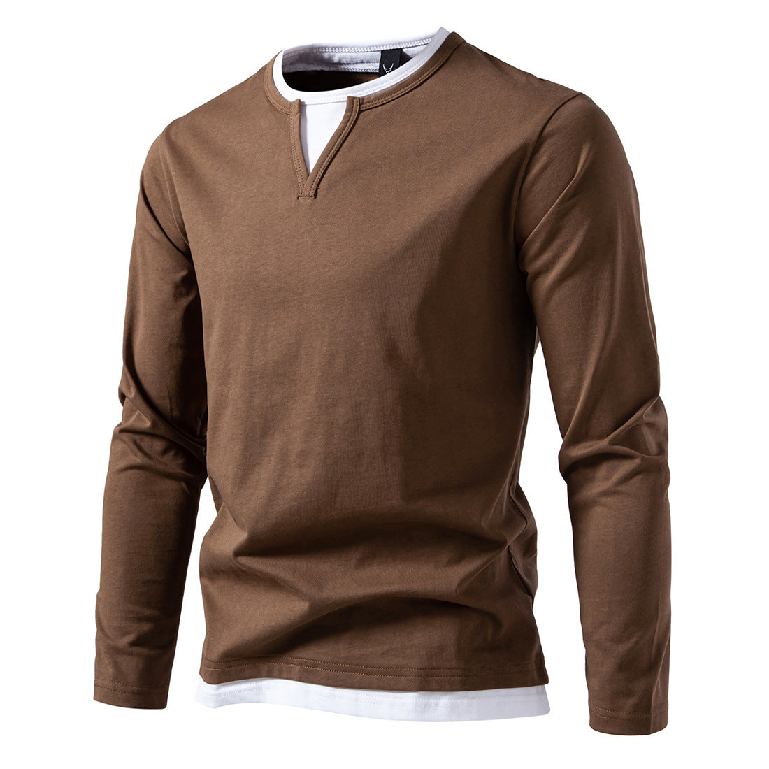 Men's Stylish Layered Collar Long Sleeve Shirt