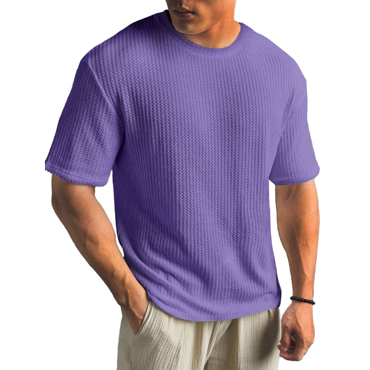 Atmungsaktives Herren-T-Shirt aus strukturiertem Baumwollstrick