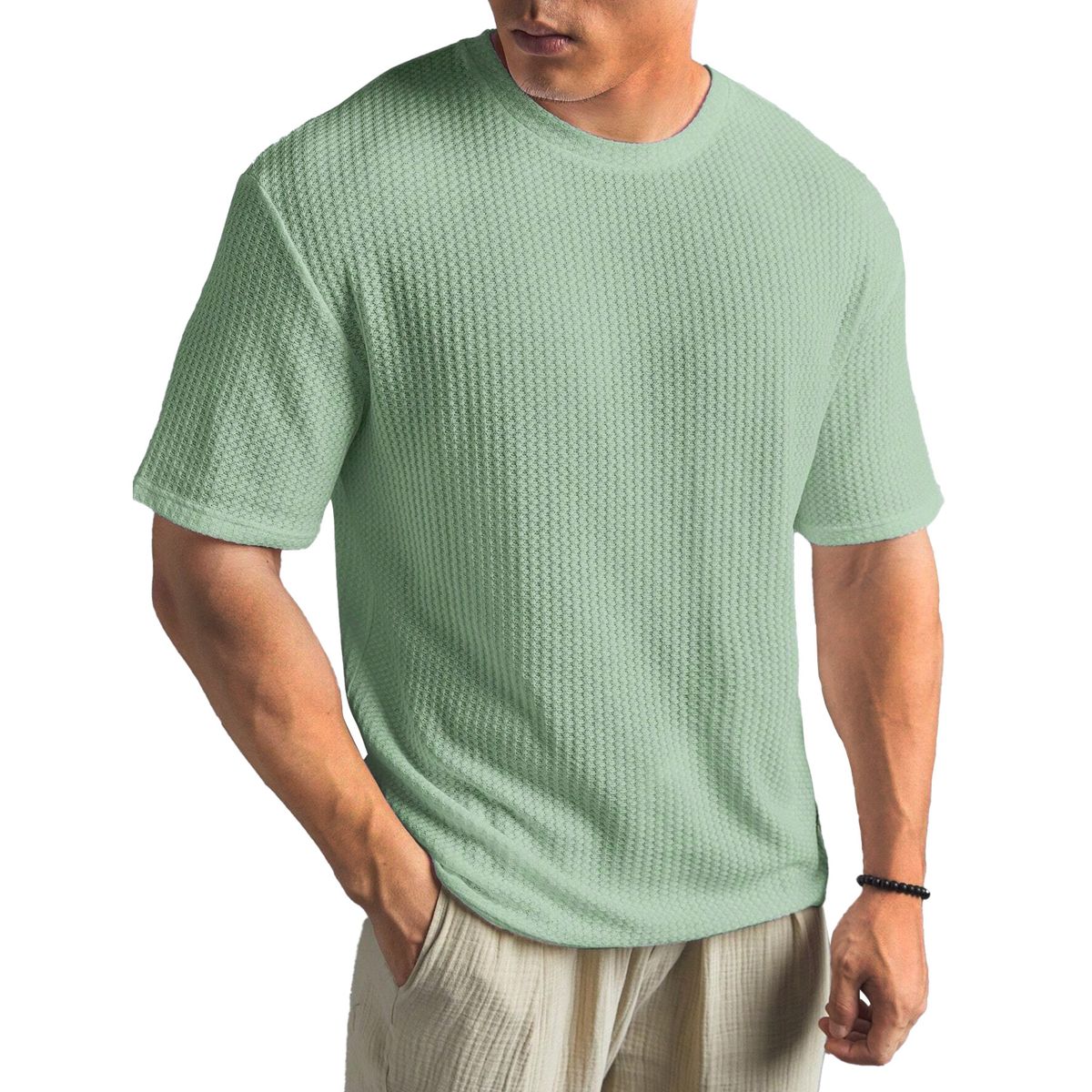 Atmungsaktives Herren-T-Shirt aus strukturiertem Baumwollstrick
