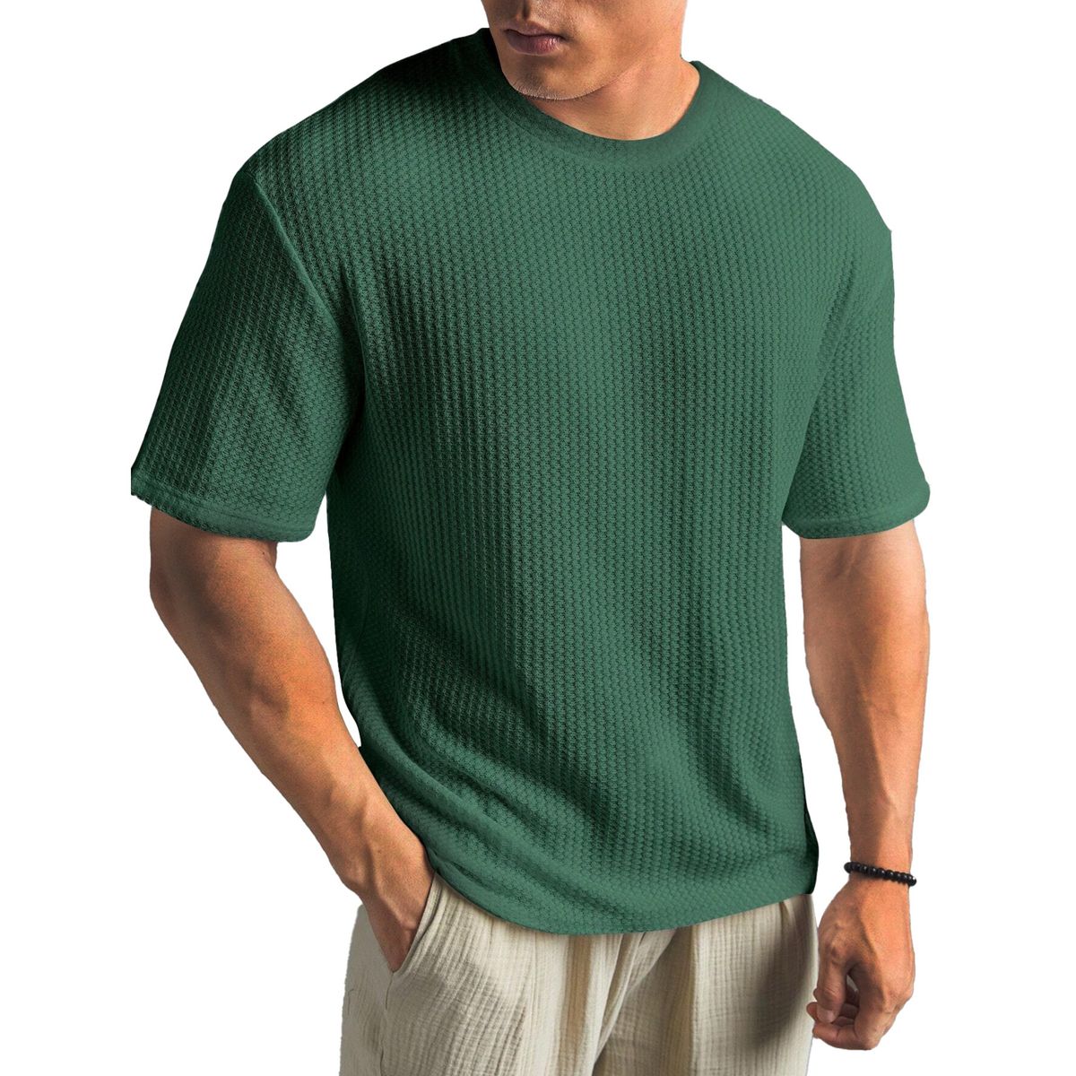Atmungsaktives Herren-T-Shirt aus strukturiertem Baumwollstrick