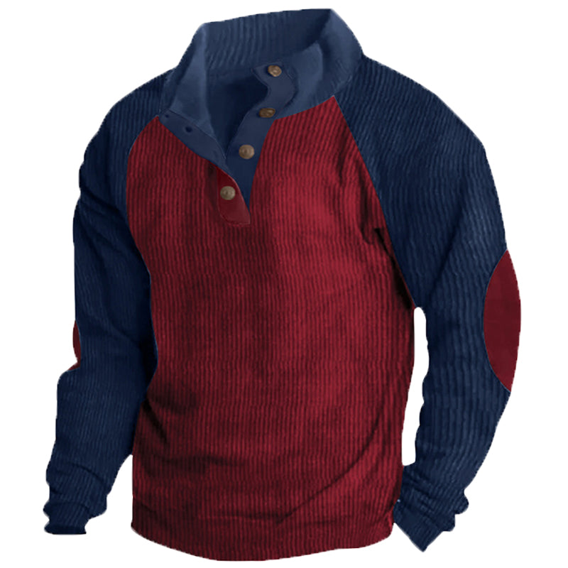 بلوفر رجالي متعدد الاستخدامات من قماش مخملي بأكمام طويلة