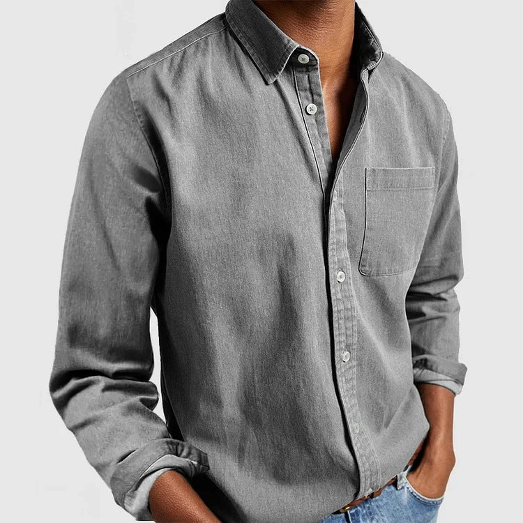 Men's Versatile Style Classic Button-Down Shirt-Gray