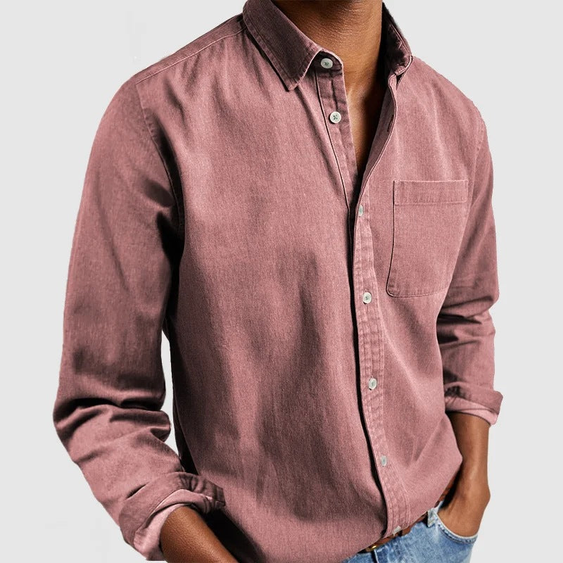 Men's Versatile Style Classic Button-Down Shirt-Pink