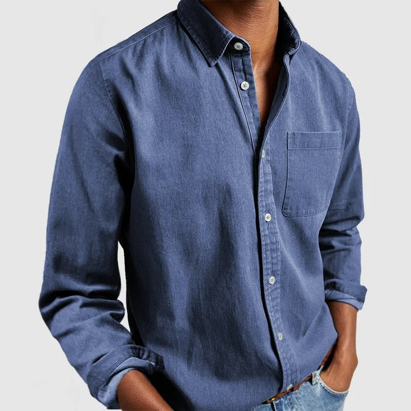 Men's Versatile Style Classic Button-Down Shirt-Sapphire