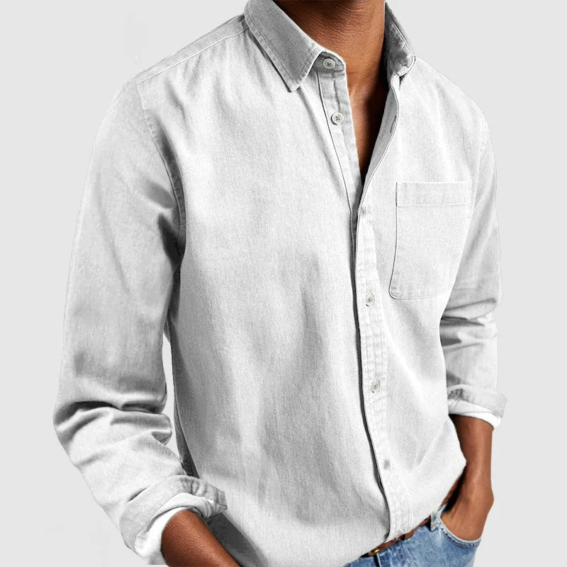 Men's Versatile Style Classic Button-Down Shirt-White