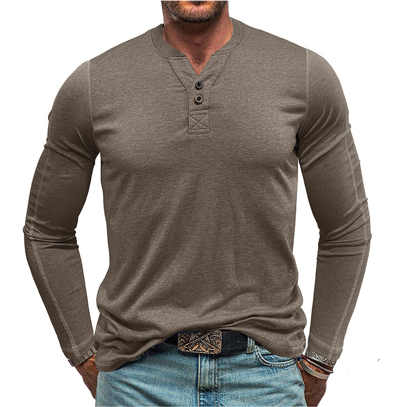 Chemise Henley Vintage à Patte de Boutons pour Homme