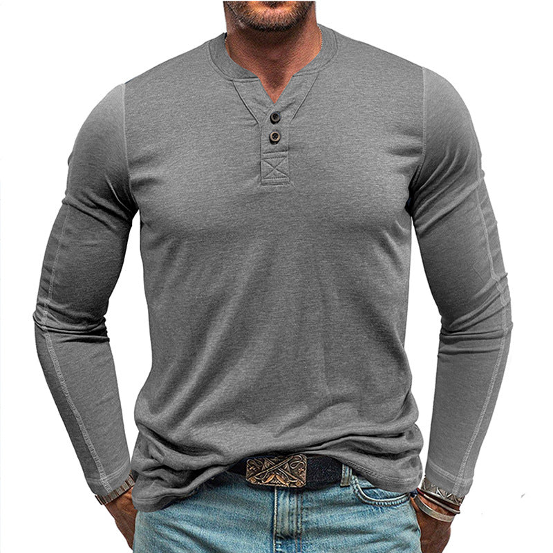 Chemise Henley Vintage à Patte de Boutons pour Homme