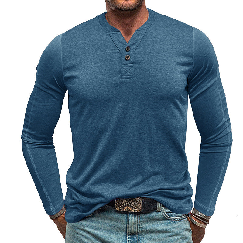 Chemise Henley Vintage à Patte de Boutons pour Homme