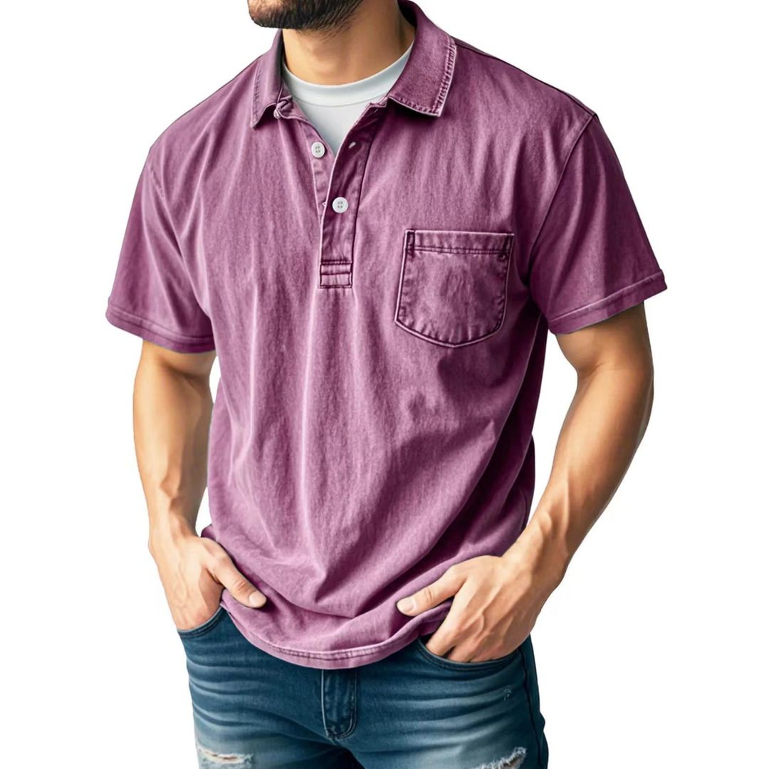 Men's Vintage Washed Short Sleeve Polo Shirt