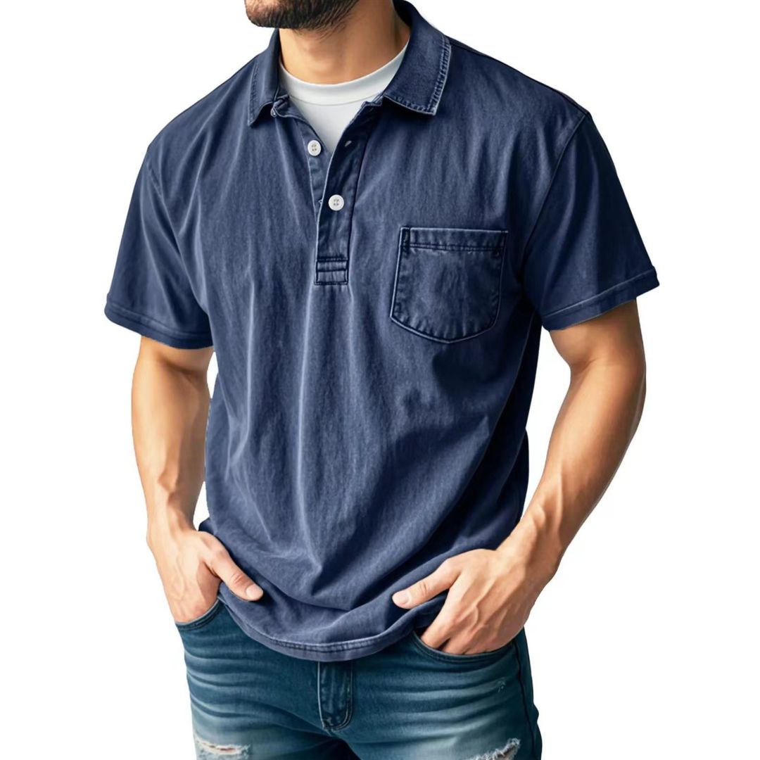 Men's Vintage Washed Short Sleeve Polo Shirt