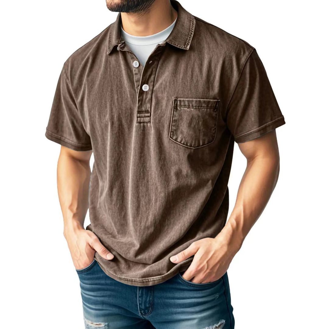 Men's Vintage Washed Short Sleeve Polo Shirt