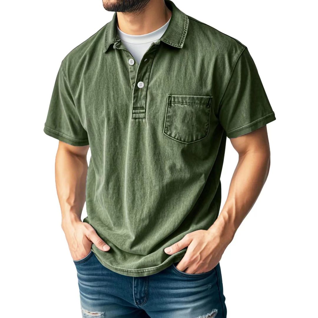 Men's Vintage Washed Short Sleeve Polo Shirt