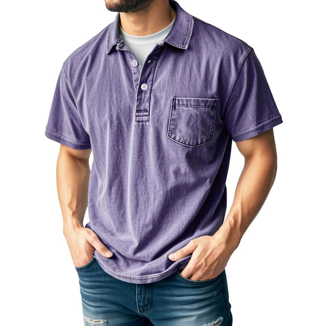 Men's Vintage Washed Short Sleeve Polo Shirt
