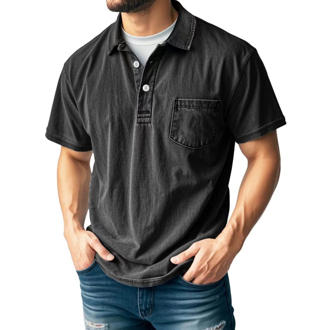 Men's Vintage Washed Short Sleeve Polo Shirt