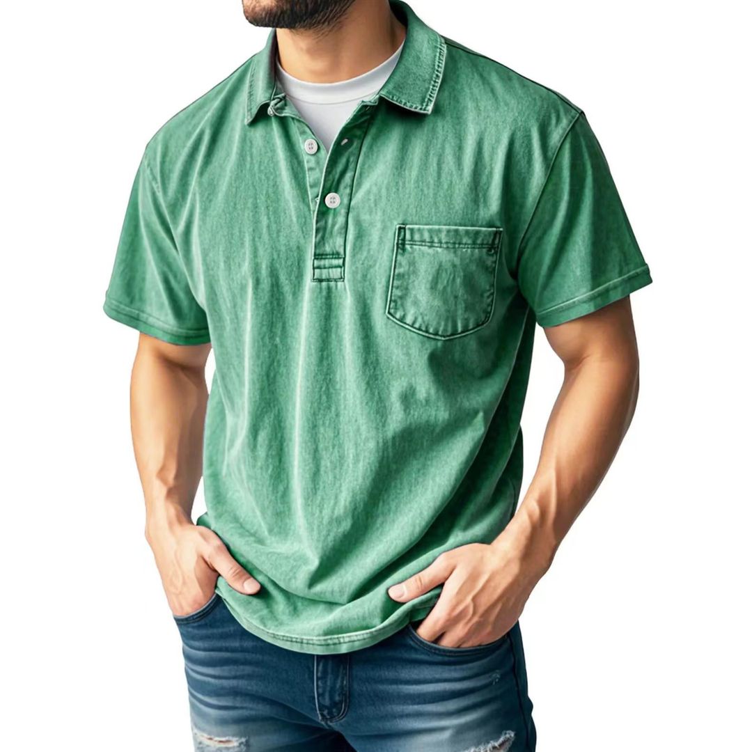 Men's Vintage Washed Short Sleeve Polo Shirt