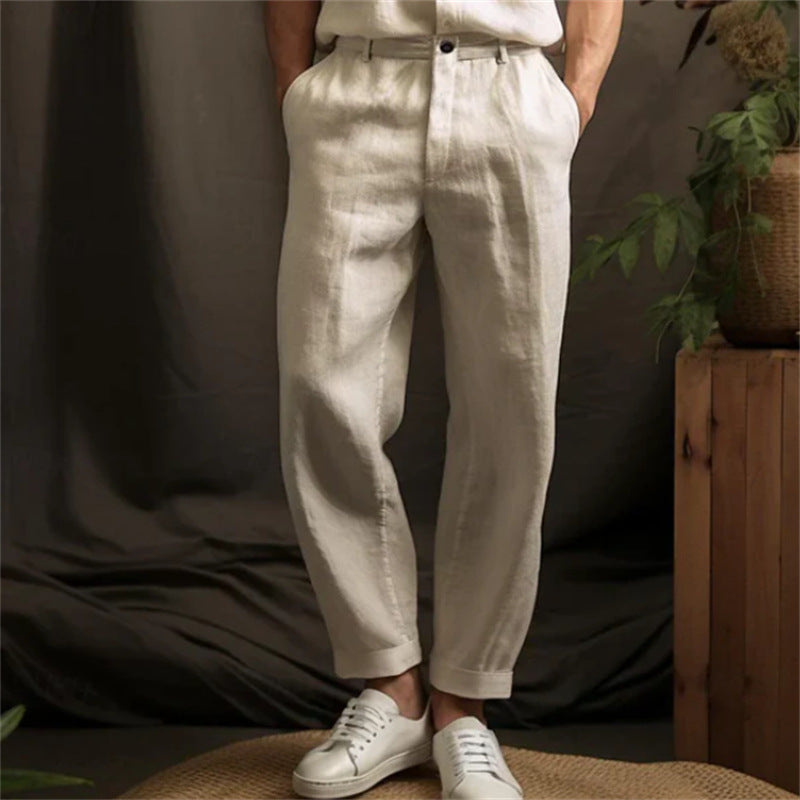 Linen Pants Chinos Solid Color