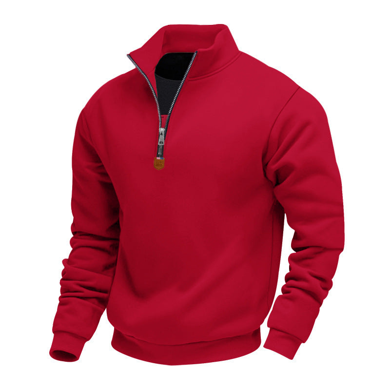 Sudadera casual de hombre con cremallera de un cuarto