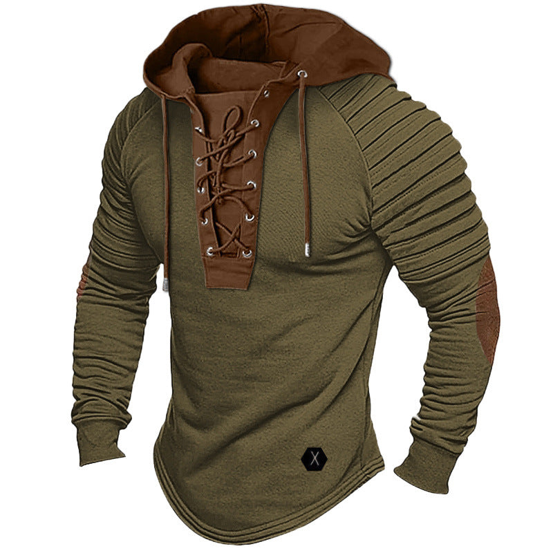 Herren -taktische lässige Henley -Hemd -Hemd mit Kapuze
