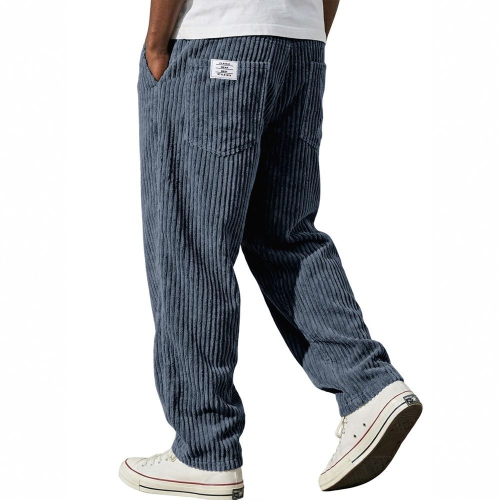 Men's Ribbed Corduroy Pants with Elastic Waistband