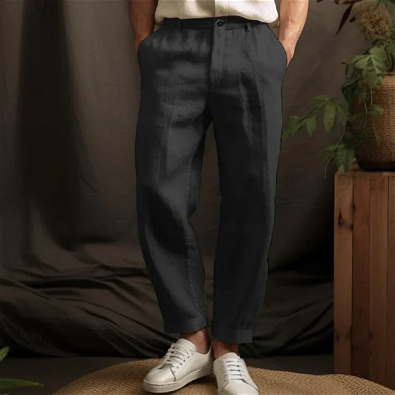 Linen Pants Chinos Solid Color
