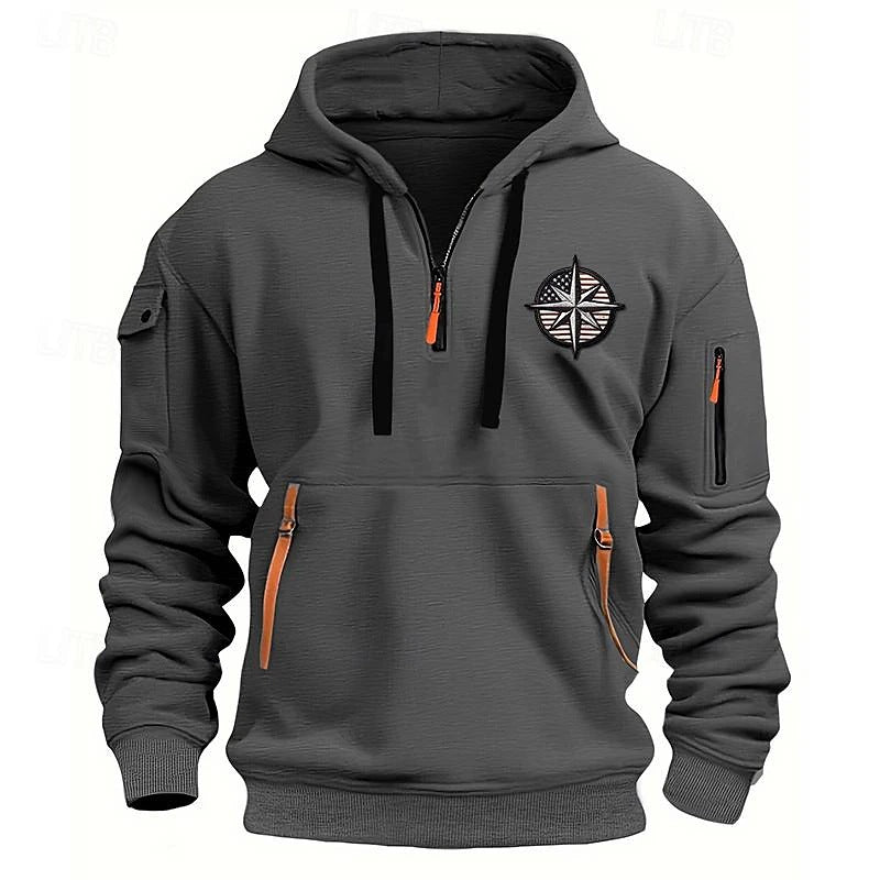 Men's Casual Sports Multi-Zip Hoodie product photo, view 9