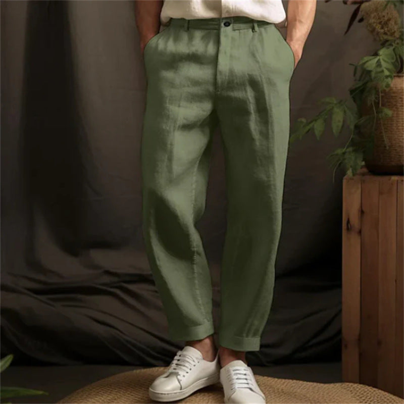 Linen Pants Chinos Solid Color