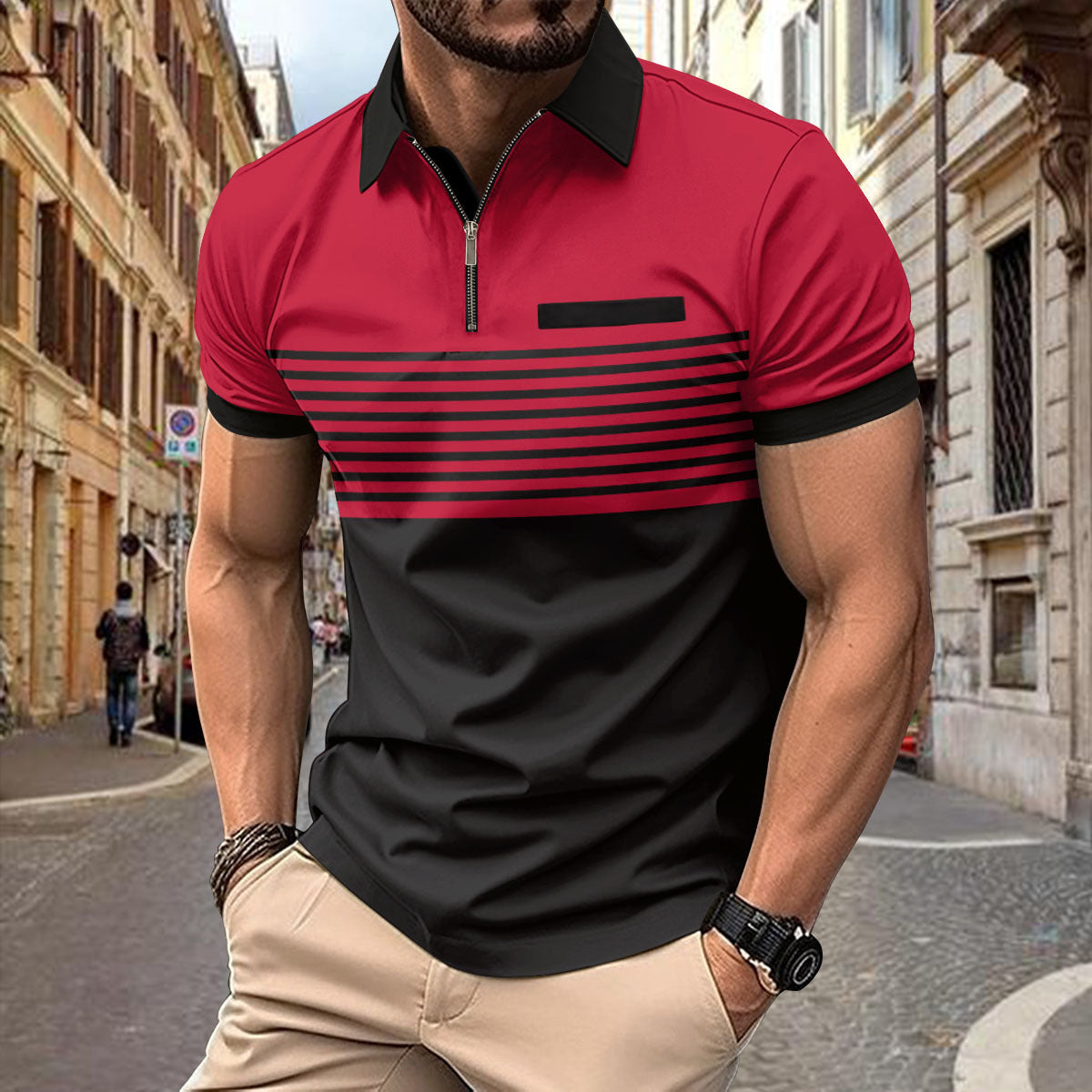 Men's Striped Elite Polo Shirt Collection