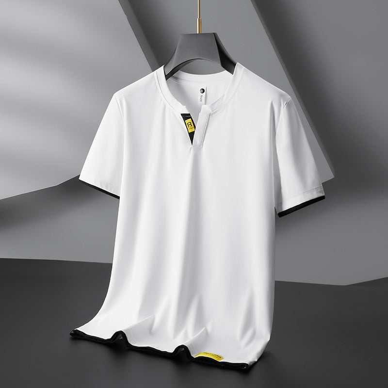 T-shirt per il collo di seta di ghiaccio di ghiaccio maschile