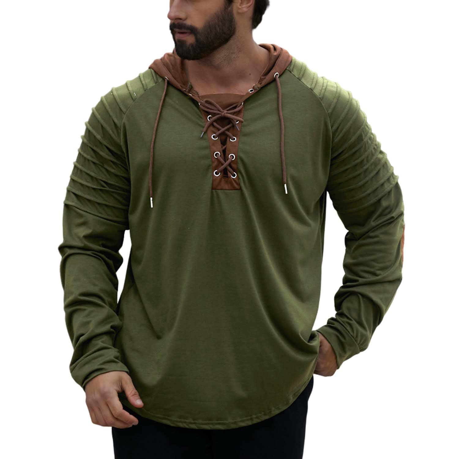 Herren -taktische lässige Henley -Hemd -Hemd mit Kapuze