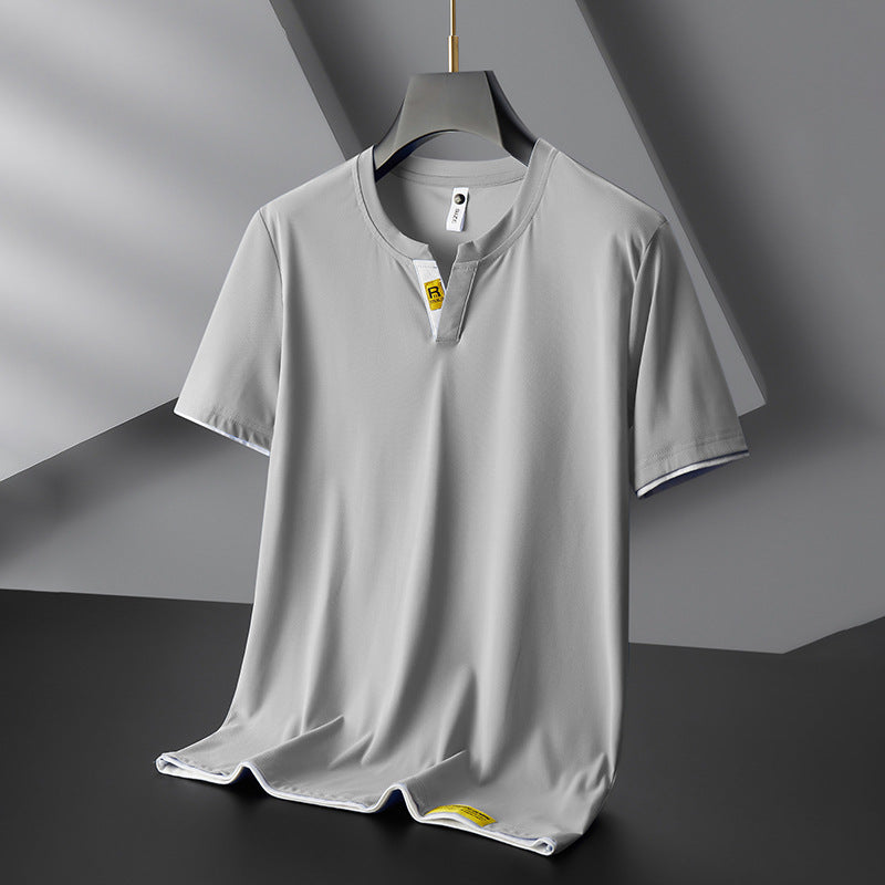 T-shirt per il collo di seta di ghiaccio di ghiaccio maschile