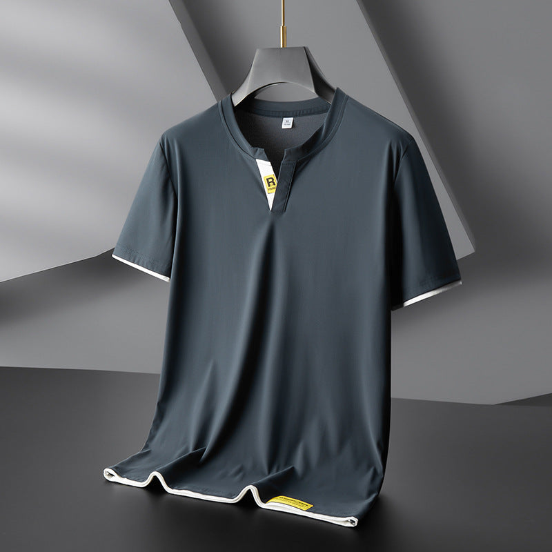 T-shirt per il collo di seta di ghiaccio di ghiaccio maschile